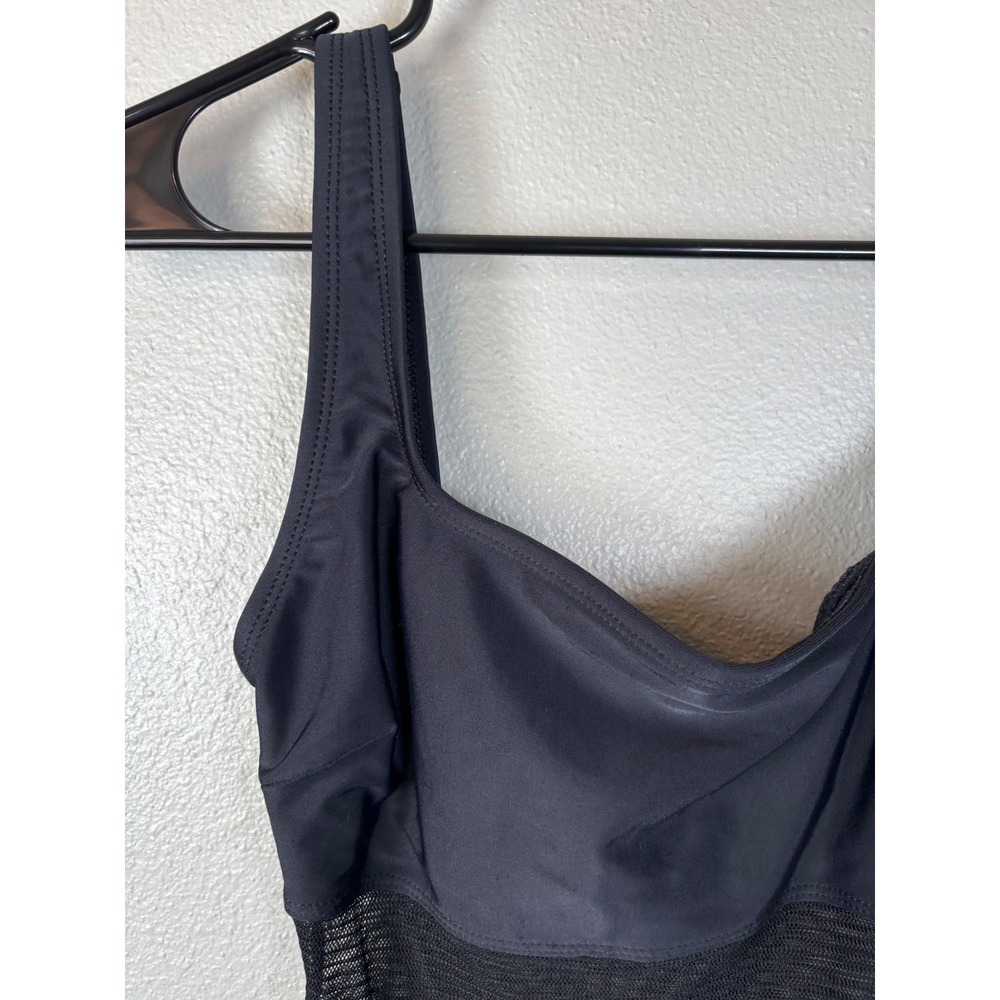Anne Cole Collection Black One Piece Swimsuit Size 6 Mesh Inset Sleek Vintage - Picture 2 of 8